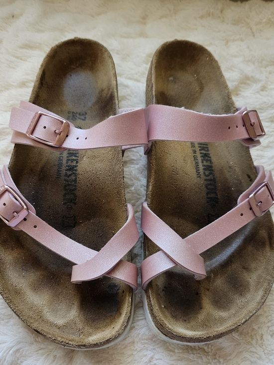 Birkenstock Shoes - Birkenstock-Mayari Pink Metallic Strappy Sandals